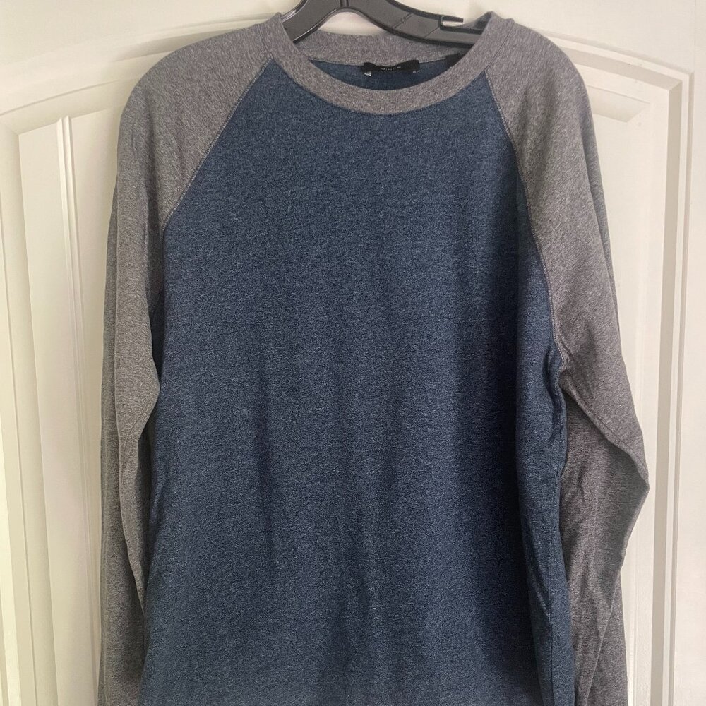Vince Raglan Long Sleeve Shirt – Size L – Navy & Gray 100% Cotton